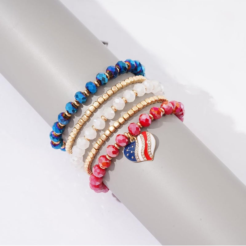 Aigrnc Boho Beaded Stretch Bracelets For Women Stackable Crystal Gold Plated Beaded Bracelets Set Trendy Handmade Friendship Braeclet Jewelry Gifts - Image 3